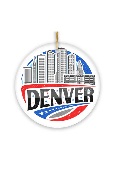 Denver Skyline Stars Ceramic Ornament
