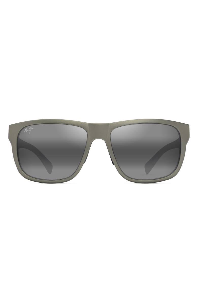 Maui Jim Puakea 57mm PolarizedPlus2<sup>®</sup> Square Sunglasses, Main, color, Matte Greyish-Green