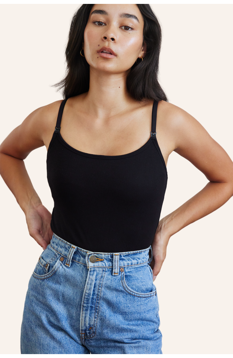 Embrace Soft Ribbed Nursing Tank, Alternate, color, Black