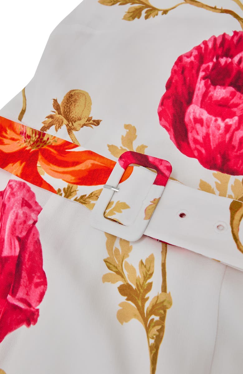 Reiss Lyra Floral Print Belted Maxi Dress, Alternate, color, Ivory/ Pink