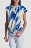 DKNY Abstract Print Side Tie Stretch Cotton Top