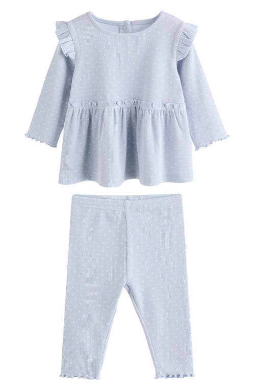 Next Babies' Kids' Frill Hem T-shirt & Leggings Set In Blue