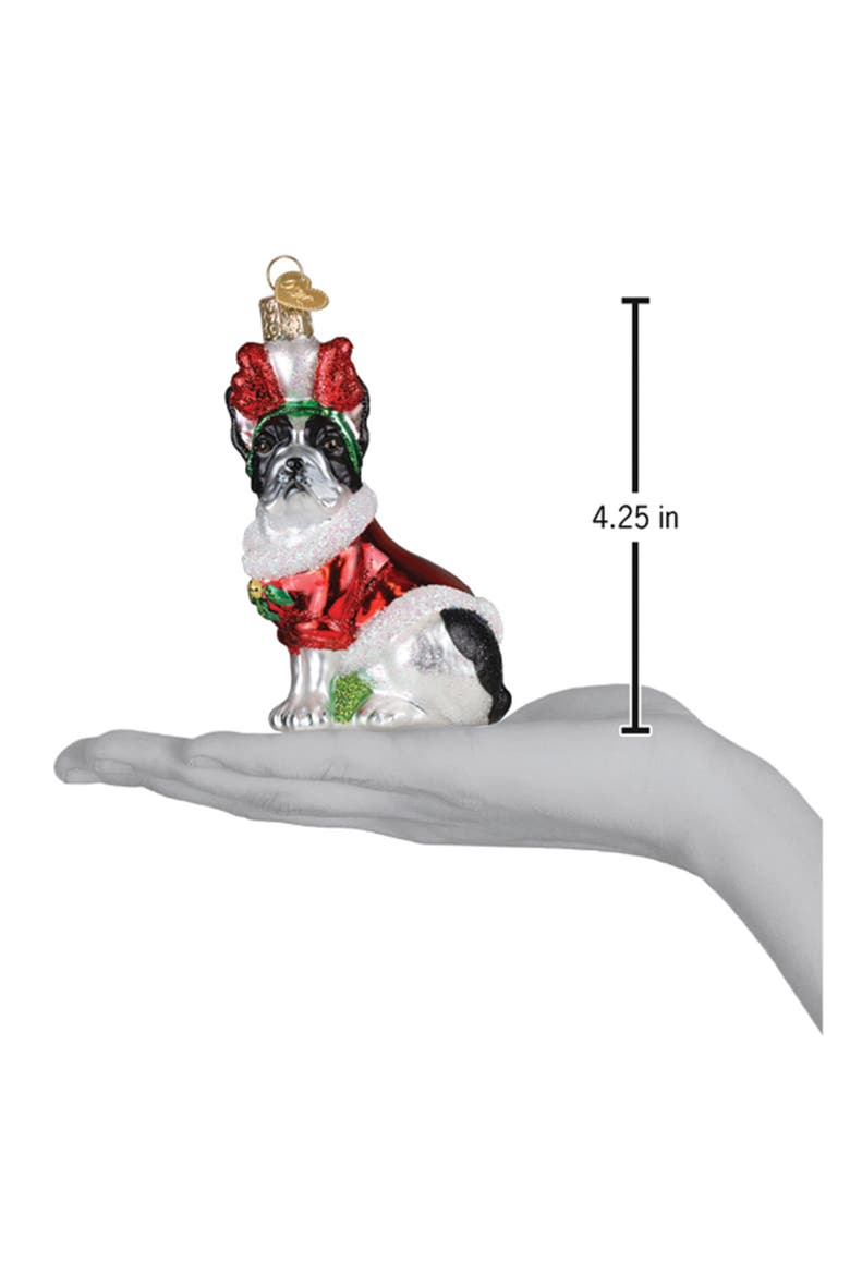 Christmas Holiday French Bulldog Ornament, Alternate, color, RED MULTI