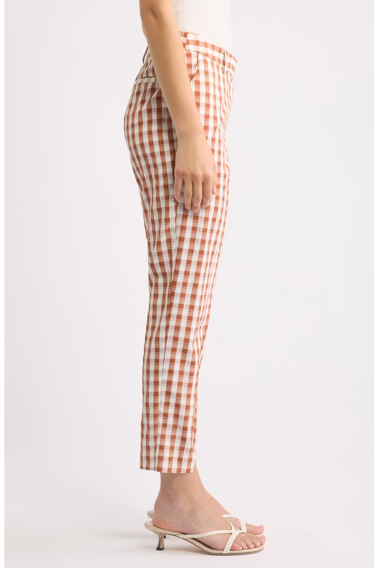 Gingham Check Slim Leg Pants, Alternate, color, CINNAMON IVORY