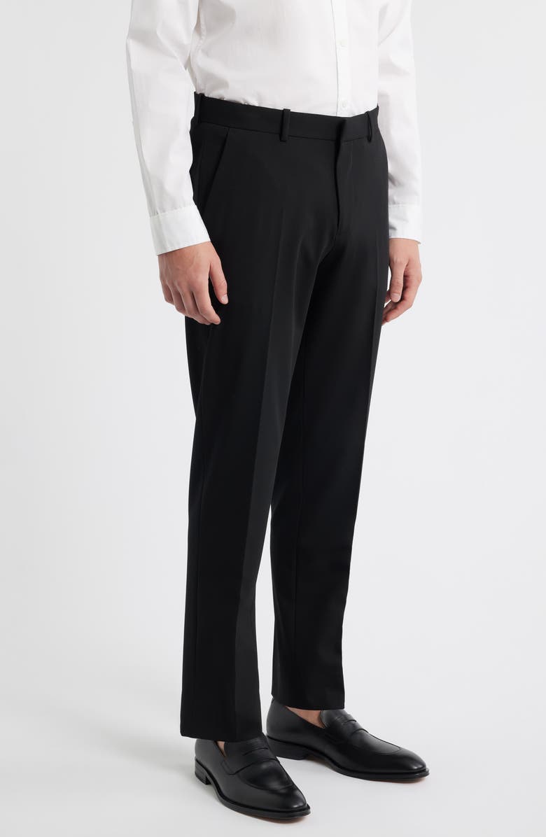 Open Edit Slim Fit Solid Flat Front Stretch Suit Pants, Alternate, color, Black Caviar