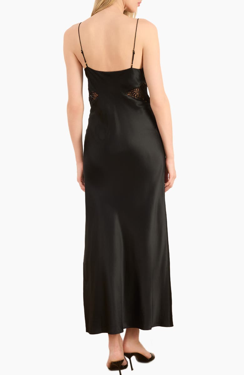 CAMI NYC Carli Lace Detail Satin Slipdress, Alternate, color, Black