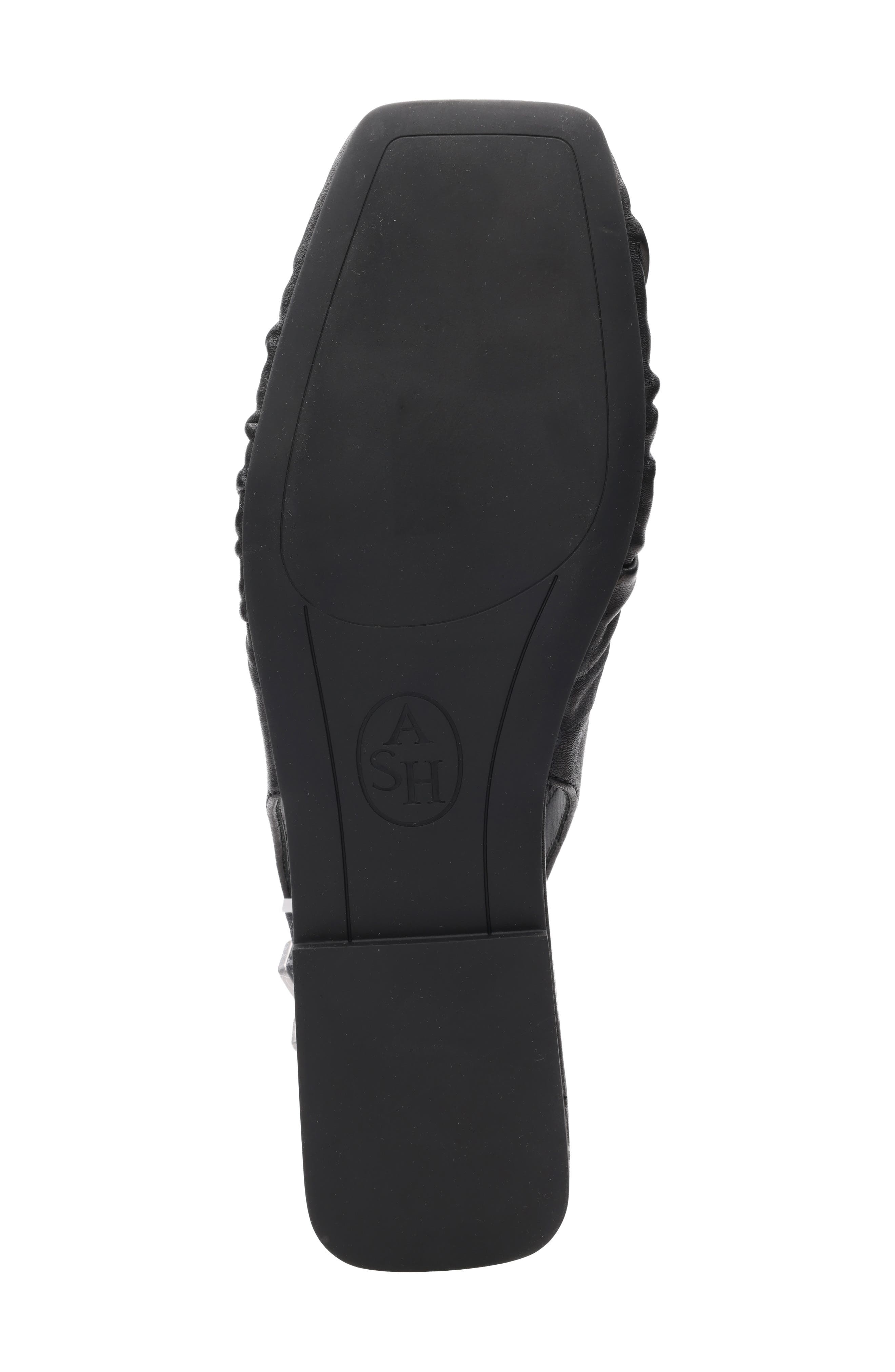 Ash Bibi Ruched Square Toe Slingback Flat, Alternate, color, Black