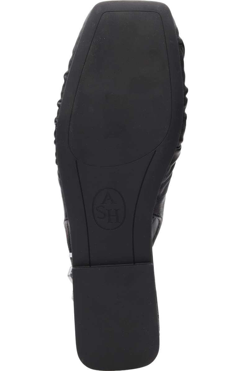 Ash Bibi Ruched Square Toe Slingback Flat, Alternate, color, Black