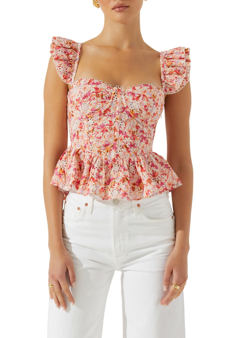 Baylin Floral Peplum Top, Main, color, PINK MULTI FLORAL