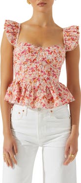 ASTR the Label Baylin Floral Peplum Top
