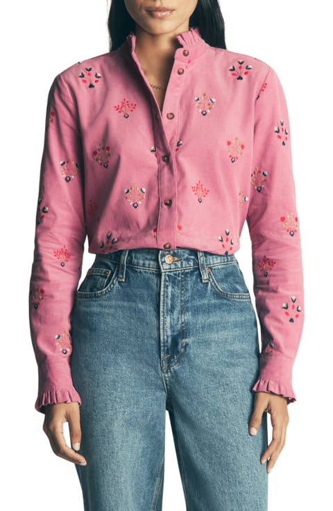 Sienna Embroidered Frill Corduroy Shirt
