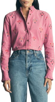 Boden Sienna Embroidered Frill Corduroy Shirt