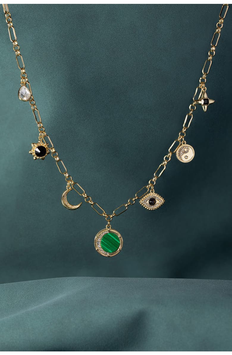 Alex and Ani Malachite Charm Necklace, Alternate, color, Malachite