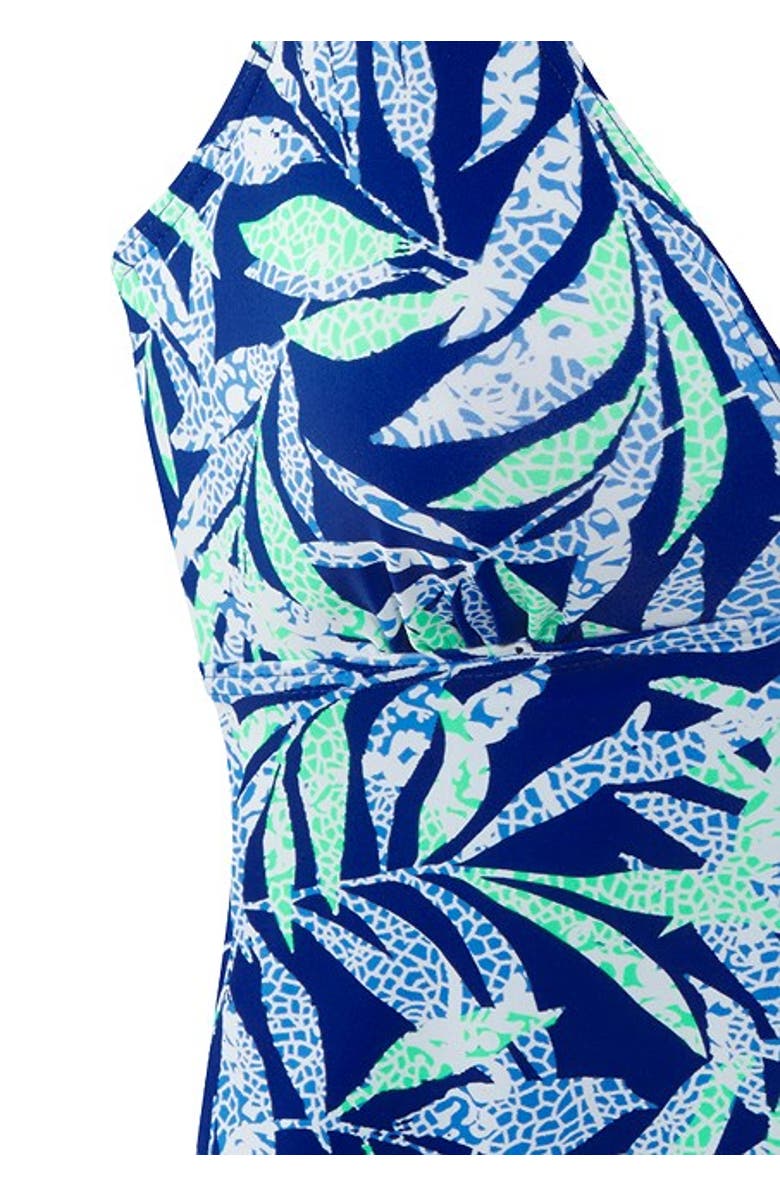 LASCANA Women's Tropical Print Underwire Tankini Top Size 32B, Alternate, color, Blue-Printed