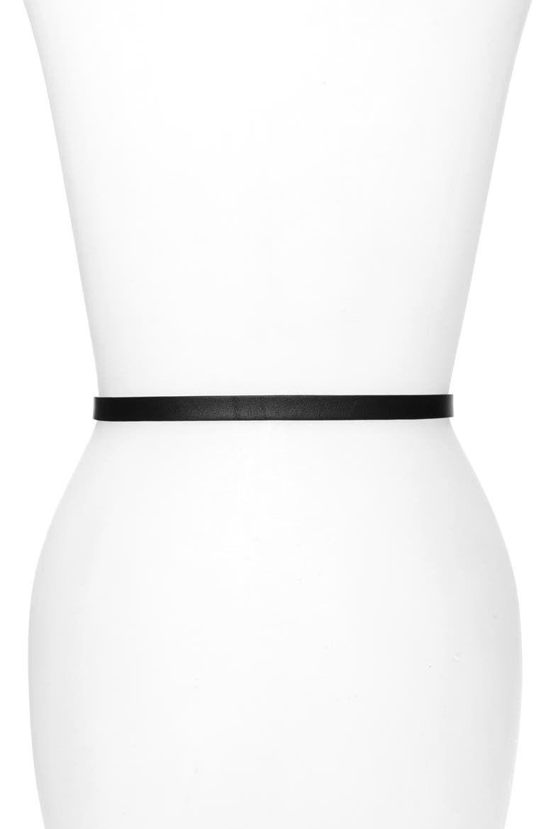 Verres Monogram Leather Belt, Alternate, color, BLACK