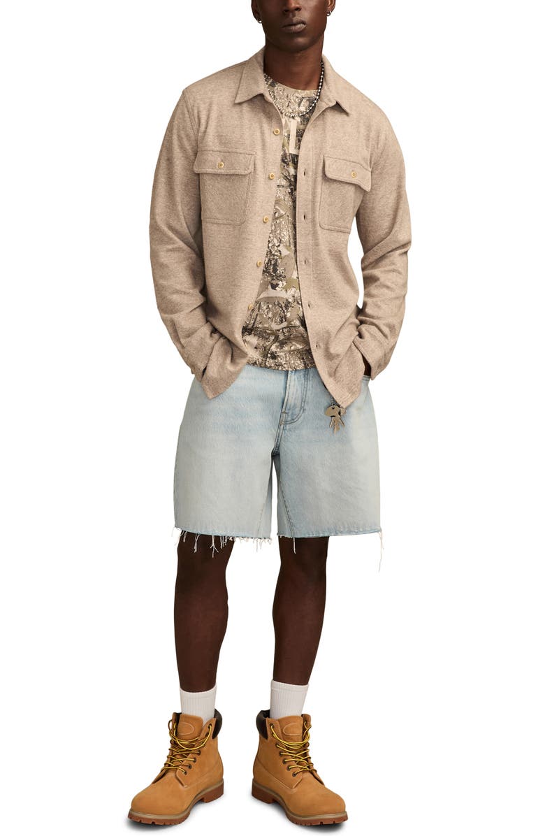 Lucky Brand Regular Fit Knit Button-Up Shirt, Alternate, color, Taupe Heather