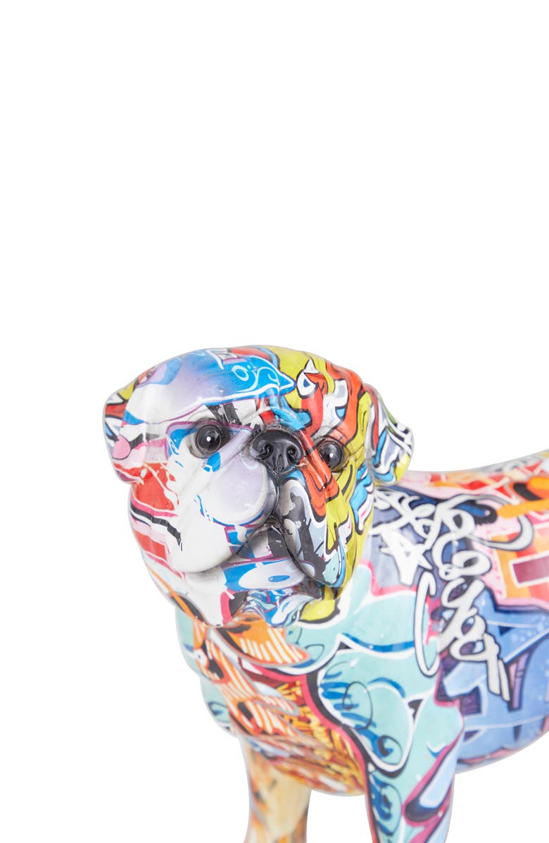 Novogratz Multi Colored Polystone Graffiti Bulldog Sculpture, Alternate, color,