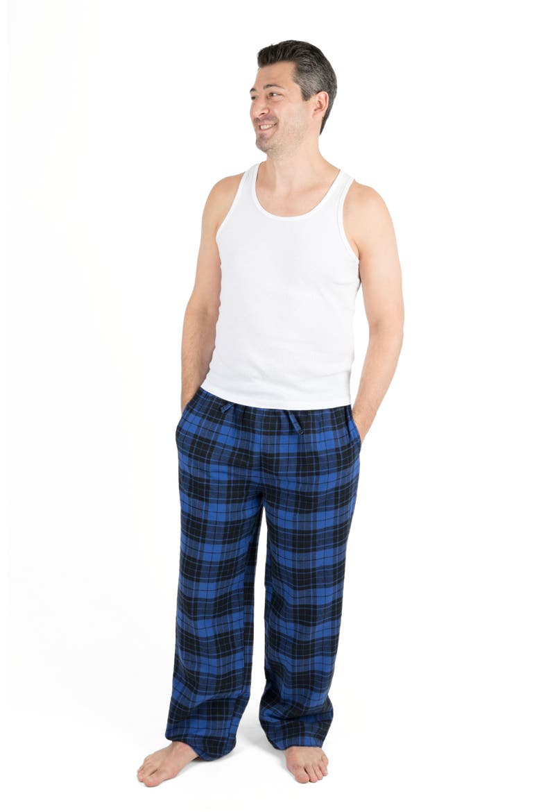 Men's Cotton Flannel Holiday Pajama Pants, Main, color, Navy/Black Plaid