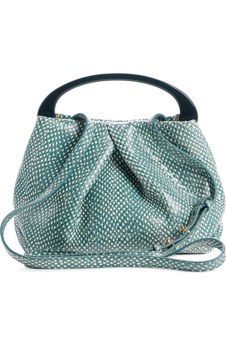 Dries Van Noten Small Pleated Snakeskin Embossed Leather Top Handle Bag, Alternate, color, 611 Emerald