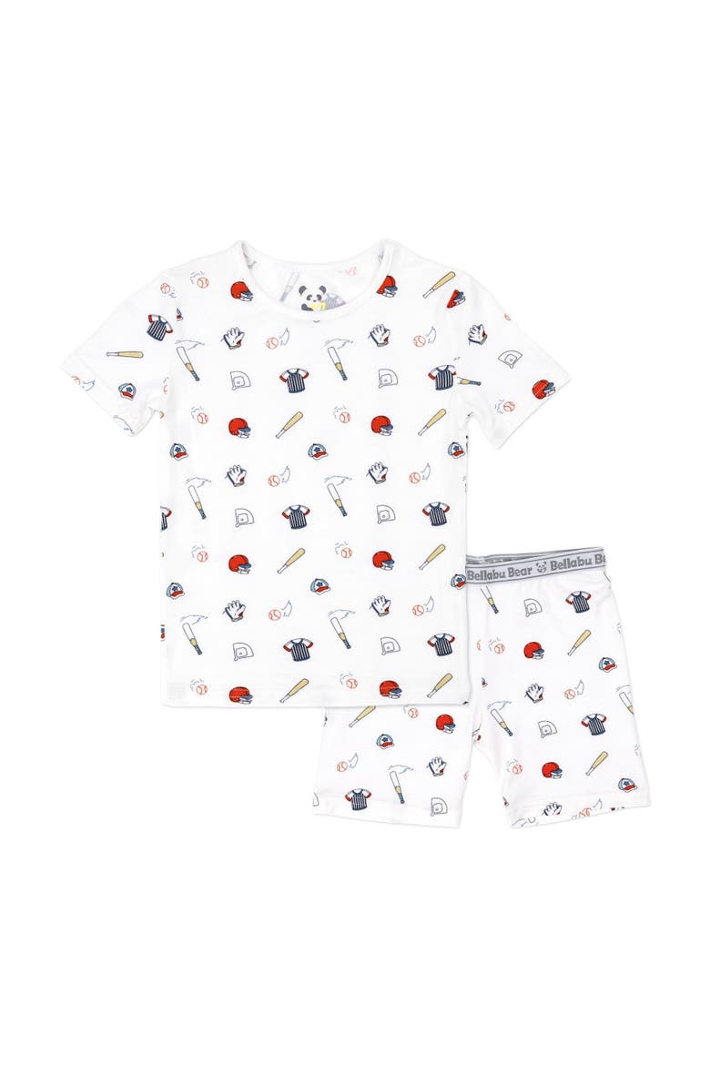 Baseball Kids 2-Piece Short Sleeve & Shorts Pajama Set, Main, color, Baseball