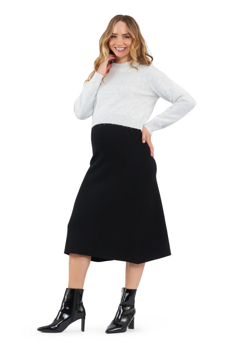 Tia Maternity/Crop Nursing Sweater, Alternate, color, SNOW MARLE