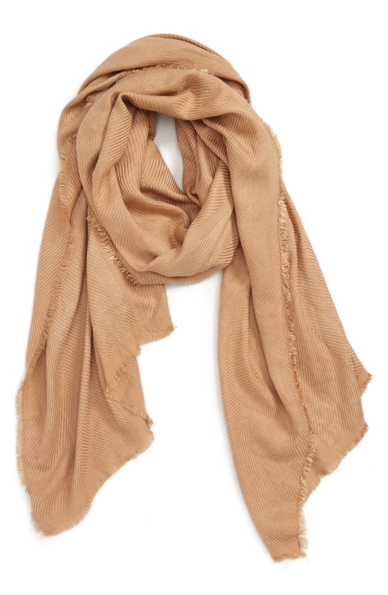 Sole Society Raw Edge Scarf, Main, color, Camel