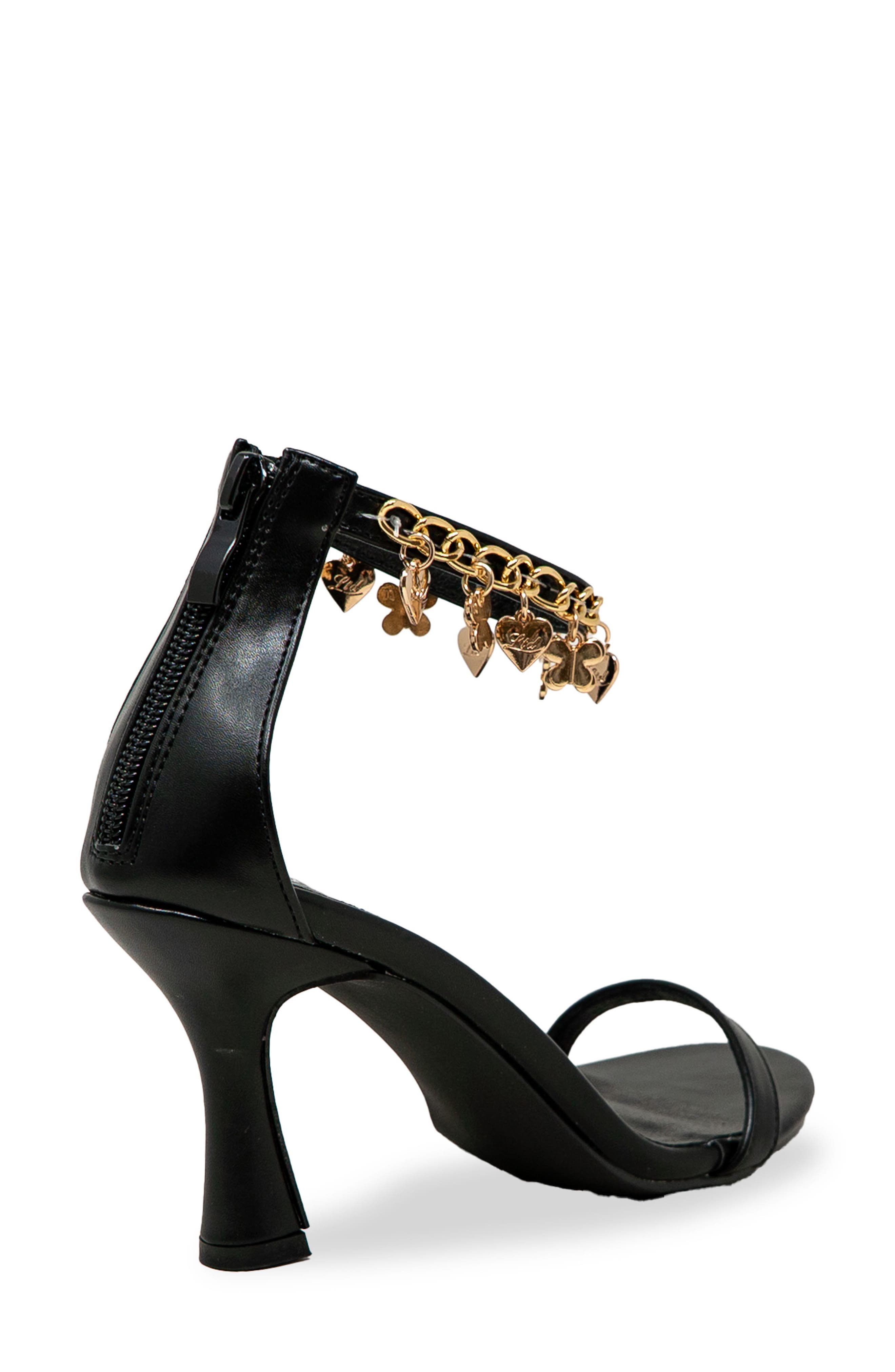 CHASE AND CHLOE Iridessa Charm Ankle Strap Sandal, Alternate, color, Black