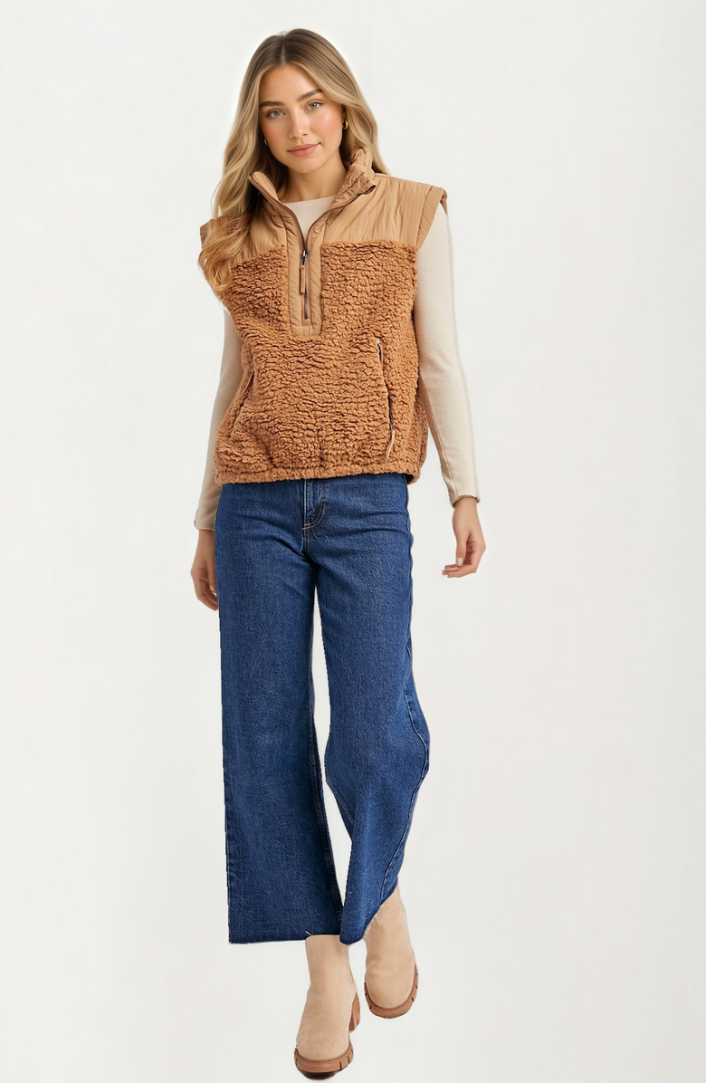 Knit and Lounge Textured Quilted Zip Vest, Main, color, 