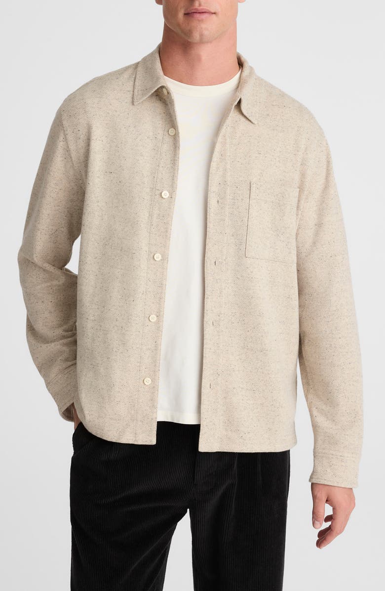 Madewell The Devoe Knit Button-Up Shirt, Main, color, Twill Cream
