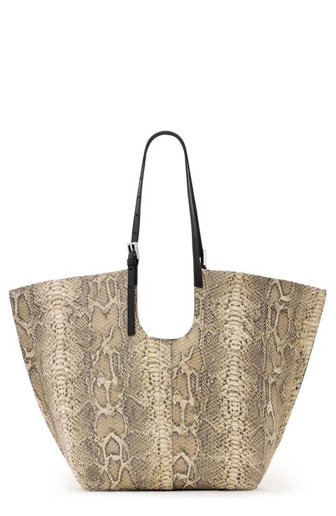 Ara East/West Snakeskin Embossed Leather Tote