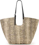 AllSaints Ara East/West Snakeskin Embossed Leather Tote