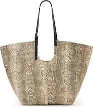 AllSaints Ara East/West Snakeskin Embossed Leather Tote