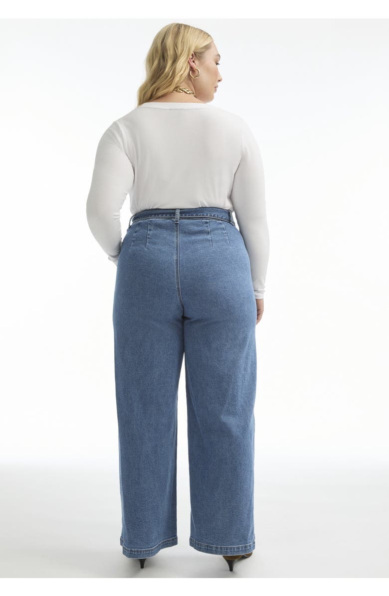 June + Vie Curvie Fit High-Waisted Wide-Leg Utility Jean, Alternate, color, Vintage Medium Wash