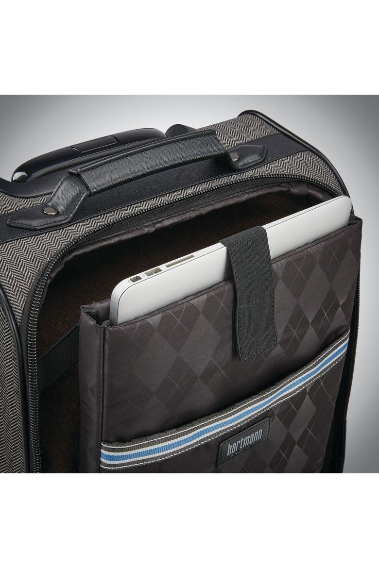 Herringbone Deluxe 16" Underseat Carry On Spinner Luggage, Alternate, color, Black Herringbone