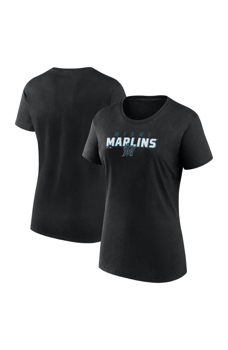 FANATICS Women's Fanatics Black Miami Marlins Lean T-Shirt, Main, color, Black