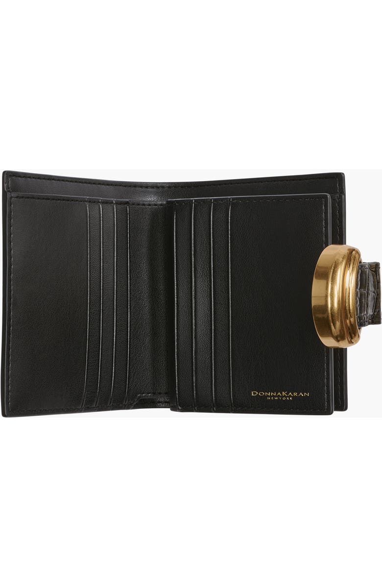 Donna Karan New York Valley Stream Metallic Croco Small Wallet, Alternate, color, Black/Gold