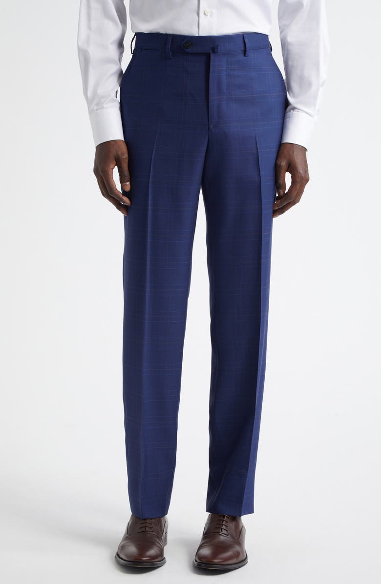 ISAIA Sanita Windowpane Check Wool Suit, Main, color, Blue Medio 810