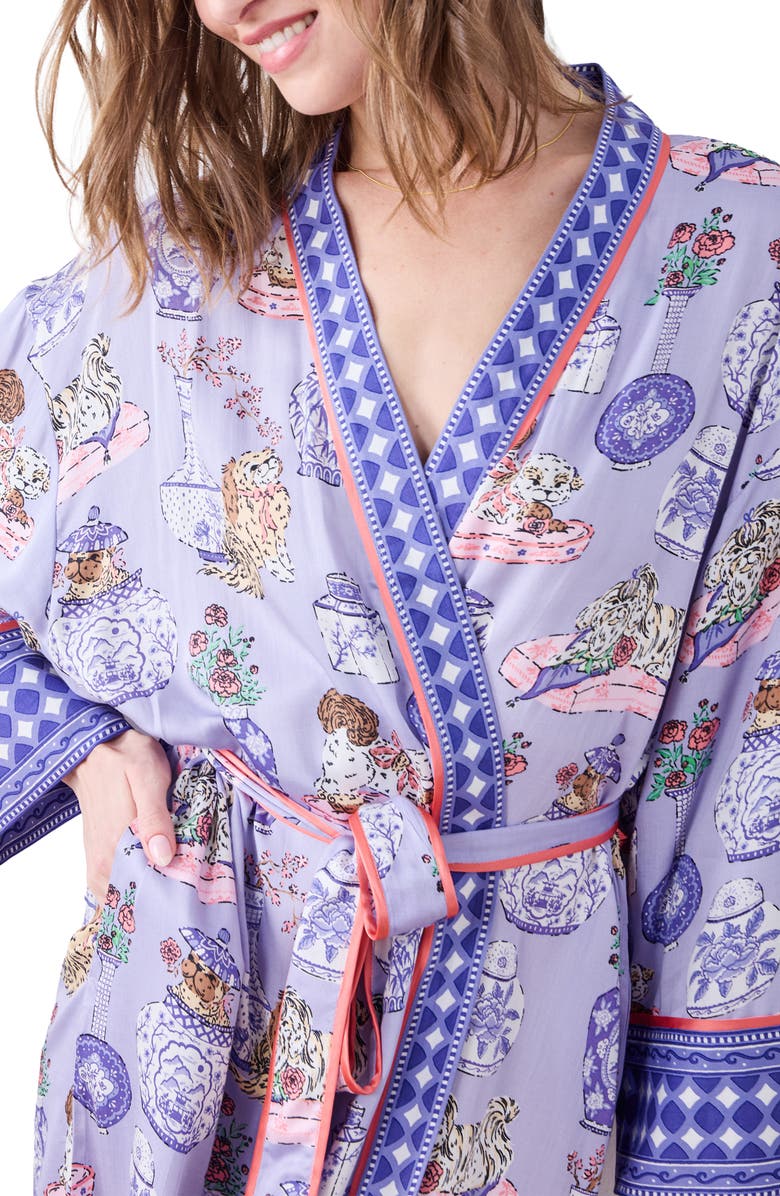 Printfresh Satin Robe, Alternate, color, Lavender Glaze