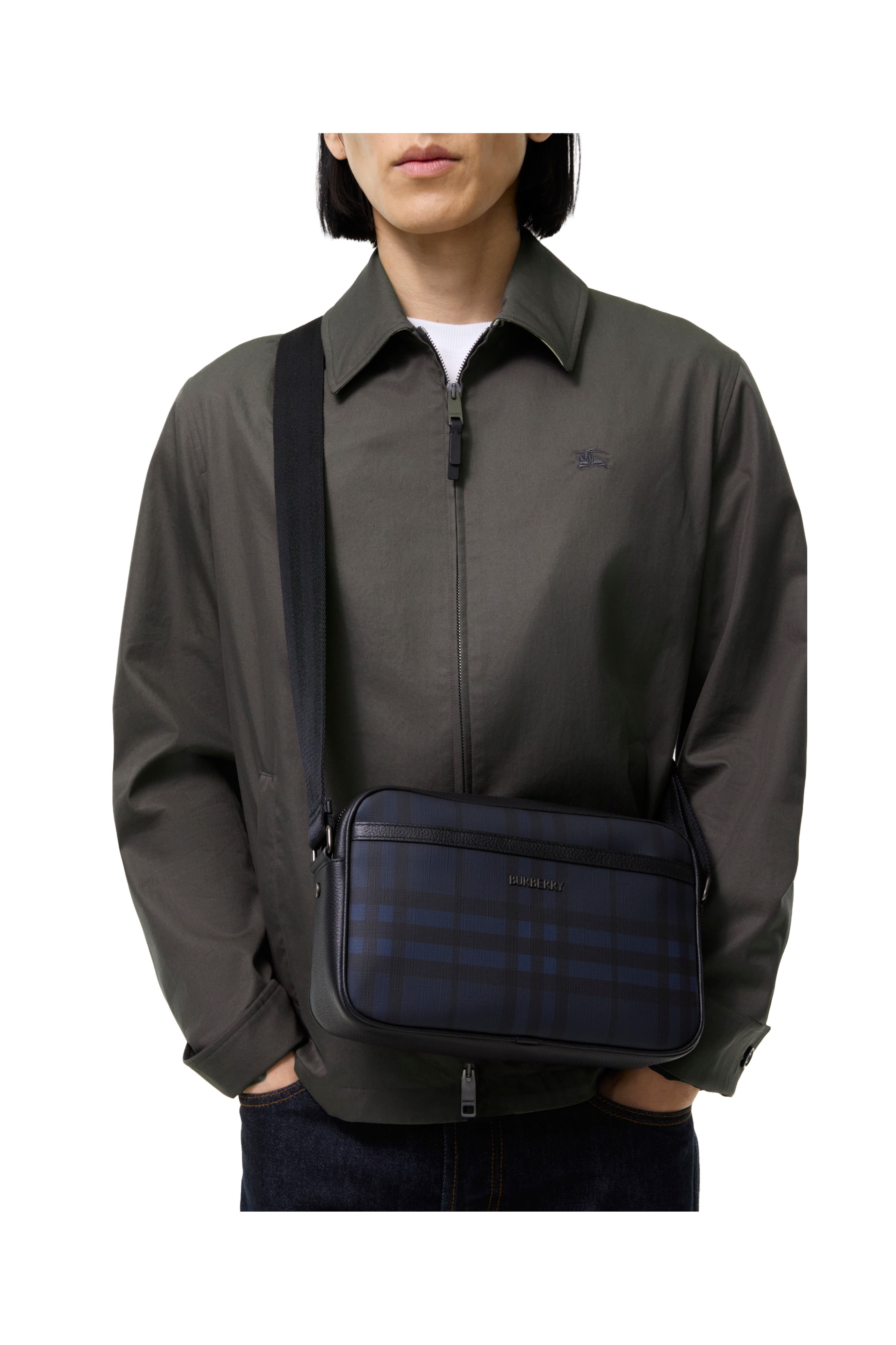 Burberry City Check Crossbody Bag, Alternate, color, Navy