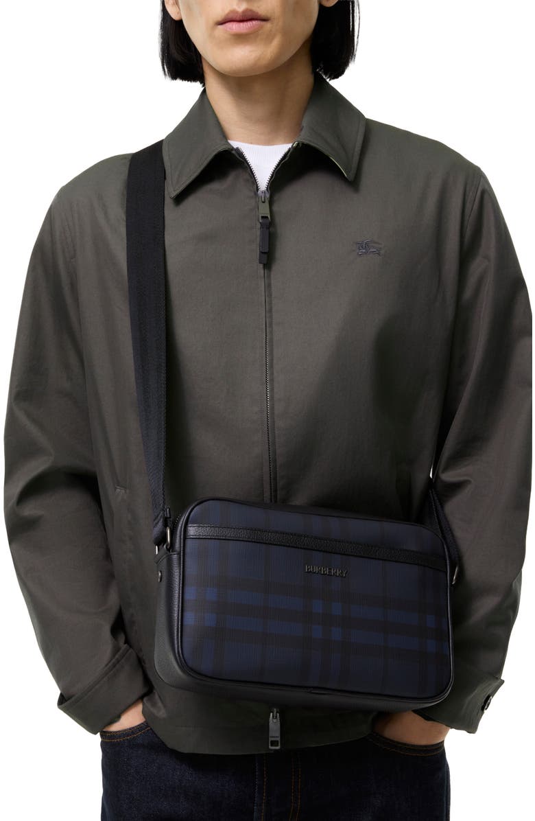 Burberry City Check Crossbody Bag, Alternate, color, Navy