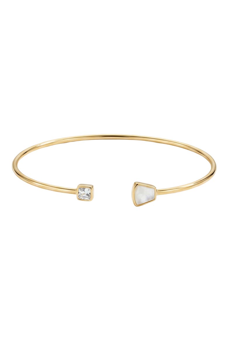 Mother-of-Pearl & Cubic Zirconia Cuff Bracelet, Main, color, GOLD