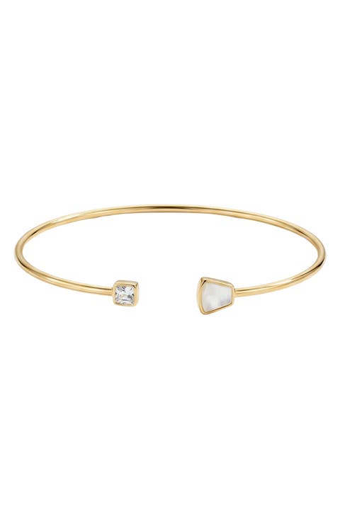 Mother-of-Pearl & Cubic Zirconia Cuff Bracelet