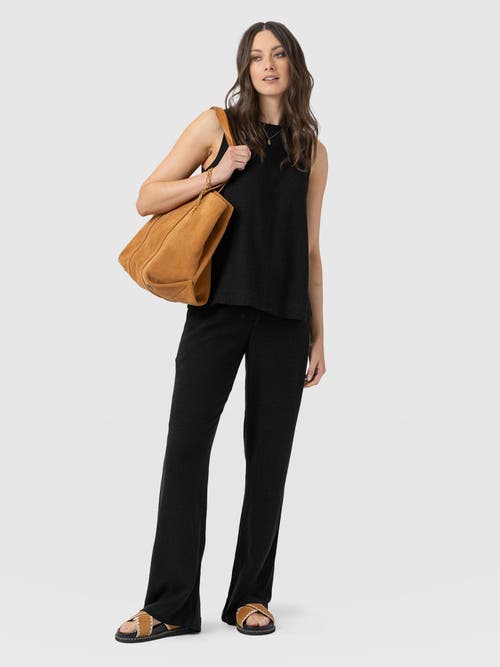 Saint + Sofia Corinne Linen Pant In Black