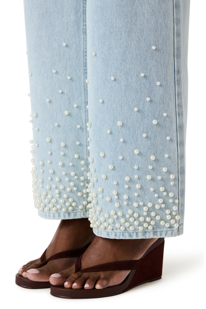 Sydnee Beaded Straight Leg Jeans, Alternate, color, SULPHUR SPRING
