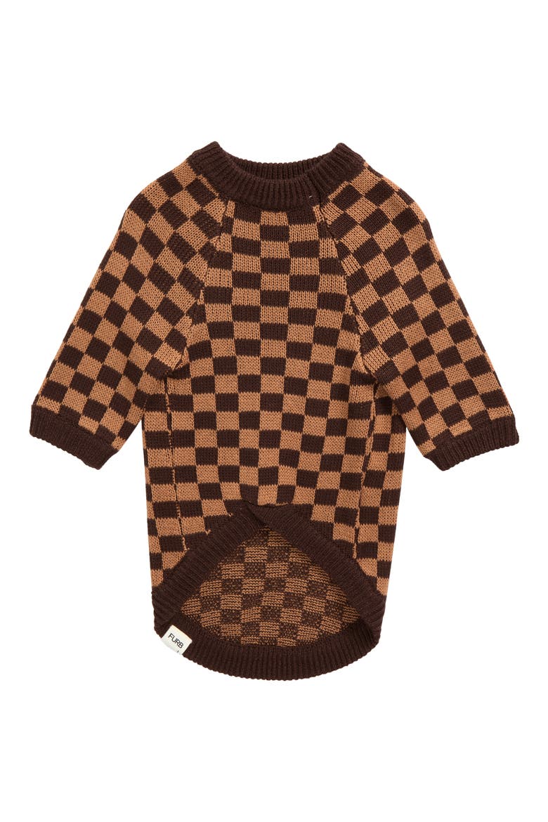 Like a Bandit Checkered Pet Sweater, Alternate, color, BROWN CHECKS