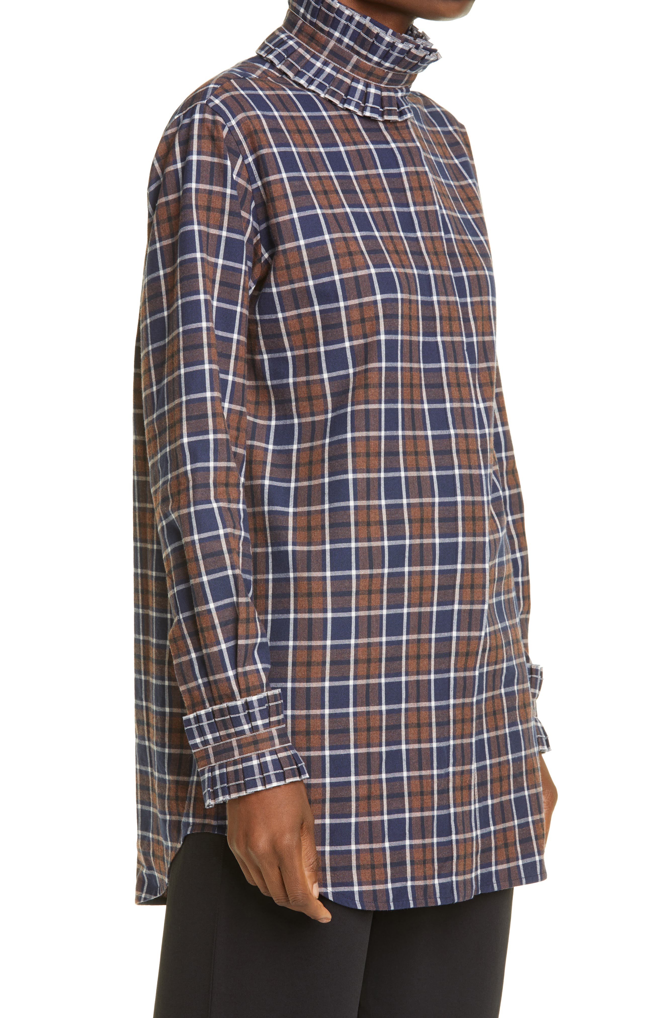 Victoria Beckham Plaid Removable Ruffle Collar Shirt (Women ...
