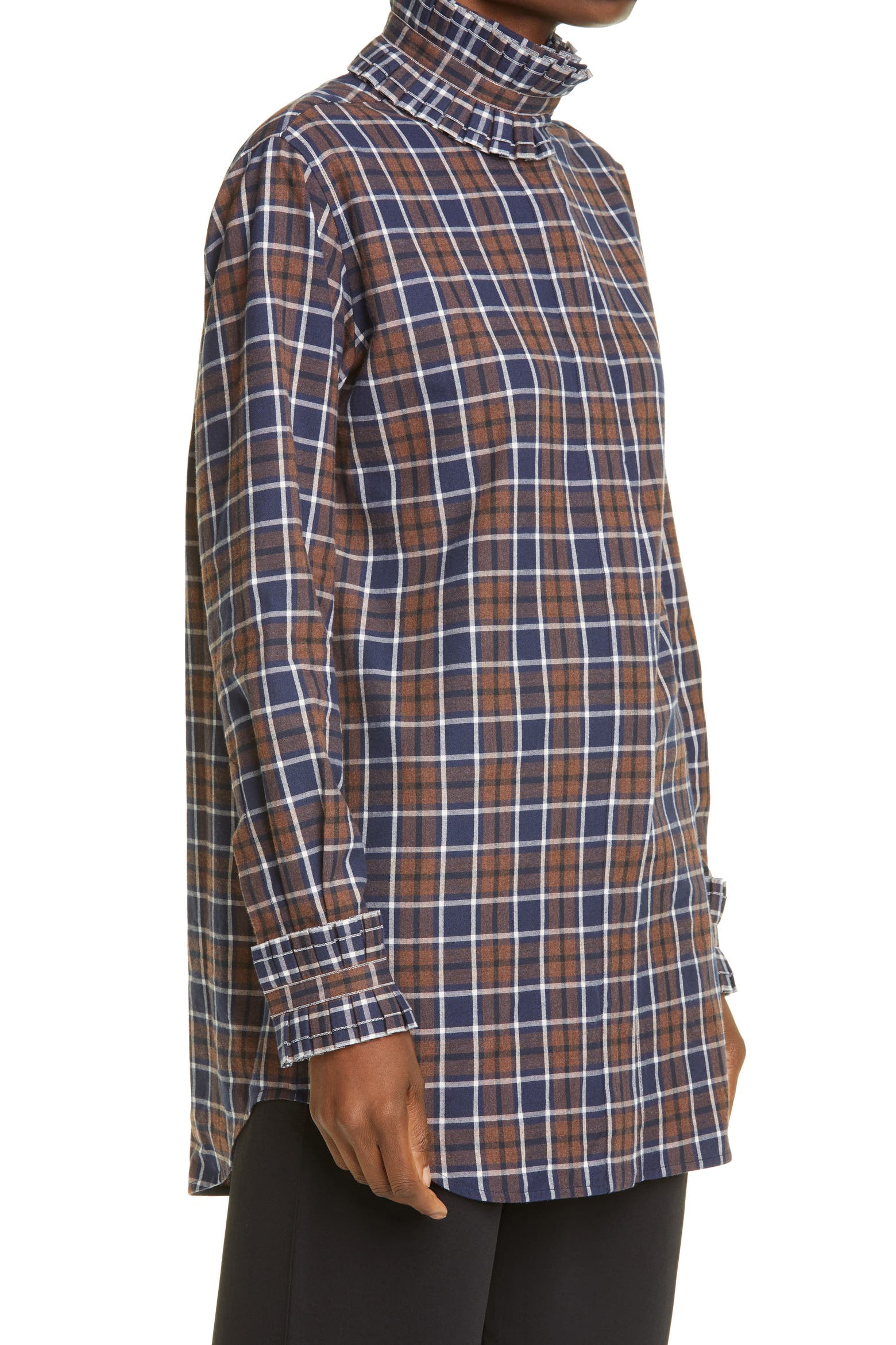 Removable Racking Labeling Victoria Beckham Plaid Removable Ruffle Collar Shirt (Women ...