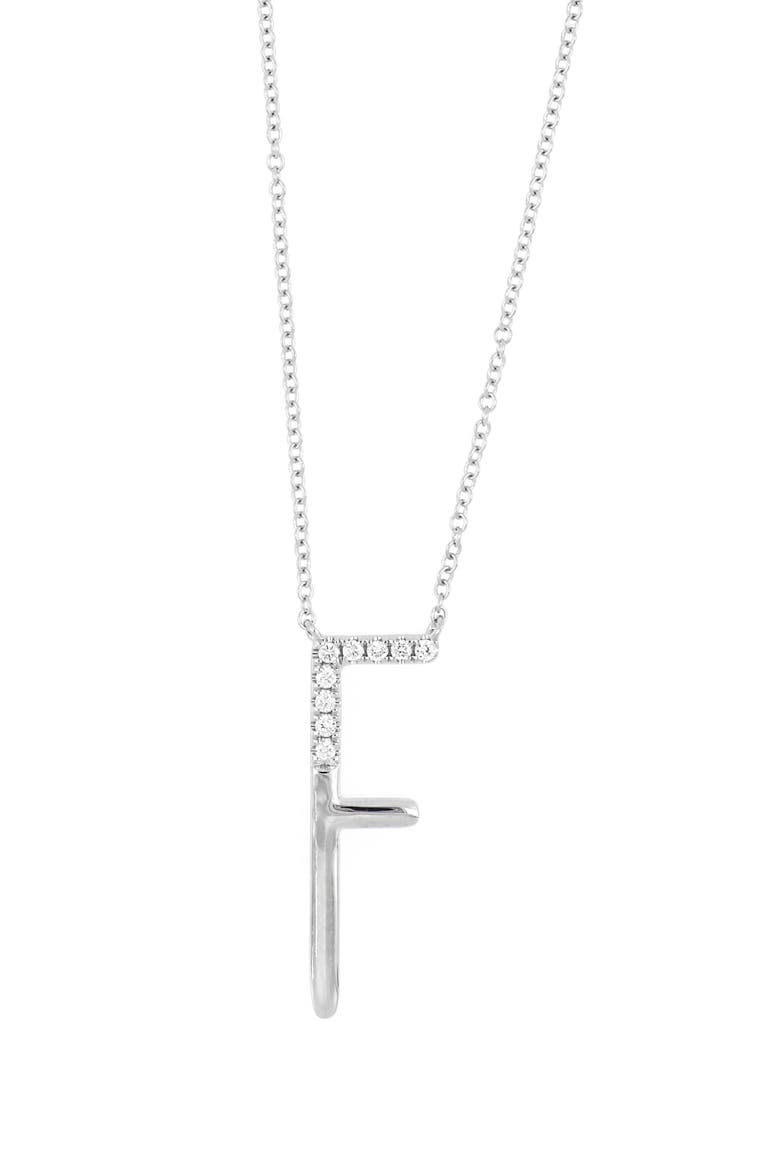 Diamond Initial Pendant Necklace (Nordstrom Exclusive), Main, color, WHITE GOLD-F