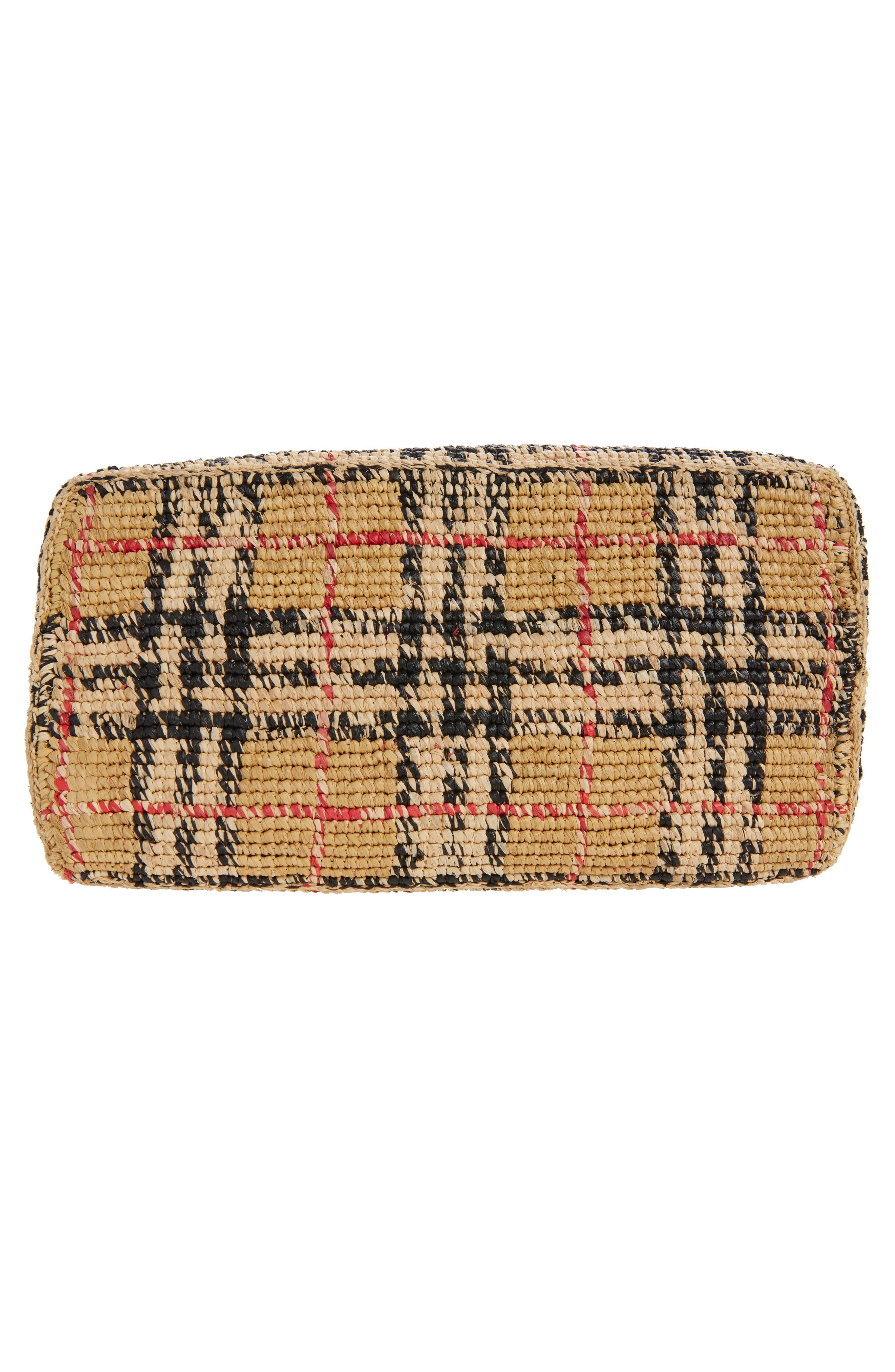 Burberry Margate Check Raffia Hobo Bag, Alternate, color, 