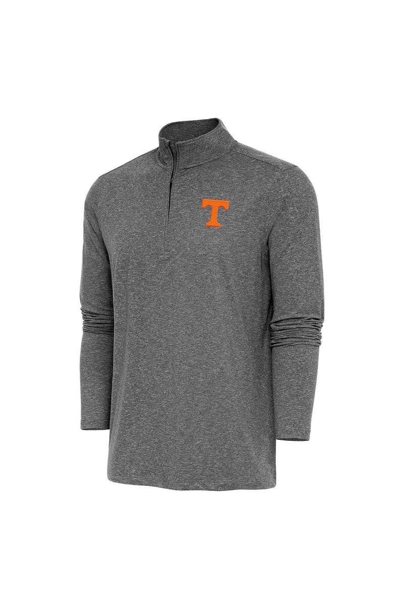 ANTIGUA Men's Antigua Heather Black Tennessee Volunteers Hunk Quarter-Zip Pullover Top, Main, color,